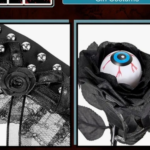 Liitrish Zombie Prom Queen Costume Dress Crown Sash Rose Bracelet Size M 8-10yrs - Picture 7 of 8